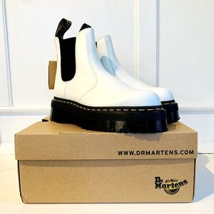 DR. MARTENS 2976 Quad Platform Women’s White Chelsea Boots